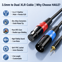 Câble audio 3,5 mm vers double XLR mâle et femelle, cordon répartiteur 1 vers 2 pour PC, microphone, mixeur, haut-parleur, longueur personnalisable