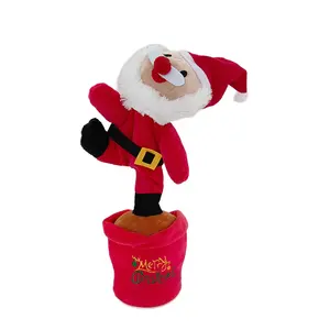 المصنع مباشرة بيع عيد الميلاد جو الأطفال الصوت تسجيل الغناء الرقص سانتا كلوز ألعاب من نسيج مخملي دمى