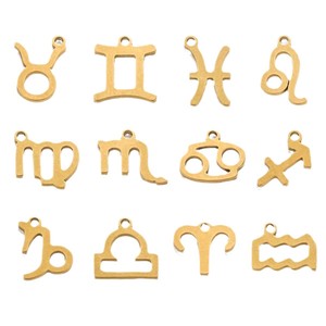 Dijes <span class=keywords><strong>de</strong></span> Signos del Zodiaco en Oro <span class=keywords><strong>de</strong></span> 18K con Recubrimiento PVD para la Fabricación <span class=keywords><strong>de</strong></span> Joyería, Accesorios Impermeables <span class=keywords><strong>de</strong></span> Acero Inoxidable, Colgantes <span class=keywords><strong>de</strong></span> las 12 Constelaciones - Product Image 1