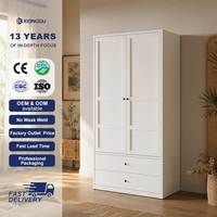 Armoire en acier grande capacité avec portes de placard supérieures pour chambre d'appartement, rangement de vêtements, organisateur de meubles