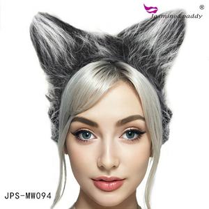 Manwu Usine Mignon Gris <span class=keywords><strong>Loup</strong></span> Chien En Peluche Dessin Animé Gris <span class=keywords><strong>Loup</strong></span> Oreilles Bandeau avec Queue pour Costume Party Props - Product Image 2