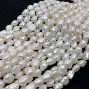 รูแนวตั้ง10-11มม. ทั้งสองด้านไข่มุกไข่มุกน้ำจืดธรรมชาติรูปทรงบาร็อคเรียบ - Product Image 2