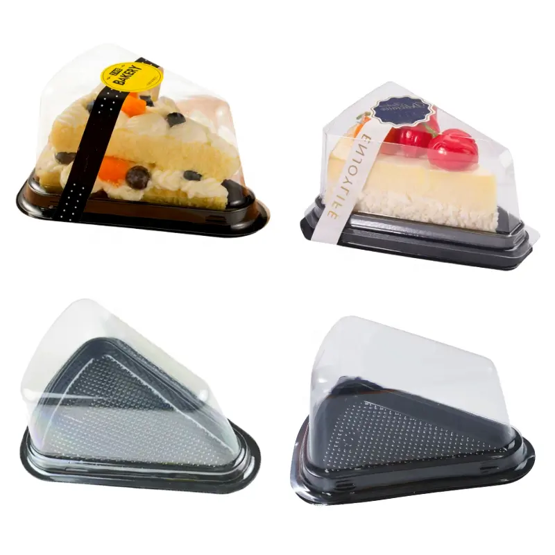 Cheesecake Sandwich Container Mini Box Plástico transparente Single Bakery Cake Slice Container, Food Clear Plastic Triangle Cake Boxes
