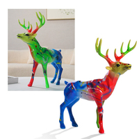 Sculpture de cerf artisanale de luxe en résine, décoration de sol, ornement fluorescent coloré personnalisé, décoration intérieure, fourniture d'usine