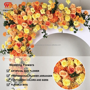 ดอกไม้ปลอมตกแต่งงานแต่งงานดอกไม้โค้งเรียบสีส้มสีเหลืองดอกไม้พื้นหลังแถวดอกไม้ตกแต่งดอกไม้ - Product Image 2