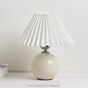 Factory Supplies Bedroom Bedside Ceramic Body Pleated Lampshade Warm Atmosphere Nordic <strong>Ins</strong> Style 3-Color Lighting - Product Image 4