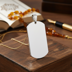 Ciondolo Personalizzato Placcato Oro 22x38mm in Acciaio, Charm Religioso Islamico, Gioiello in Rame con Dimensioni e Motivi Personalizzabili 25mm - Product Image 3