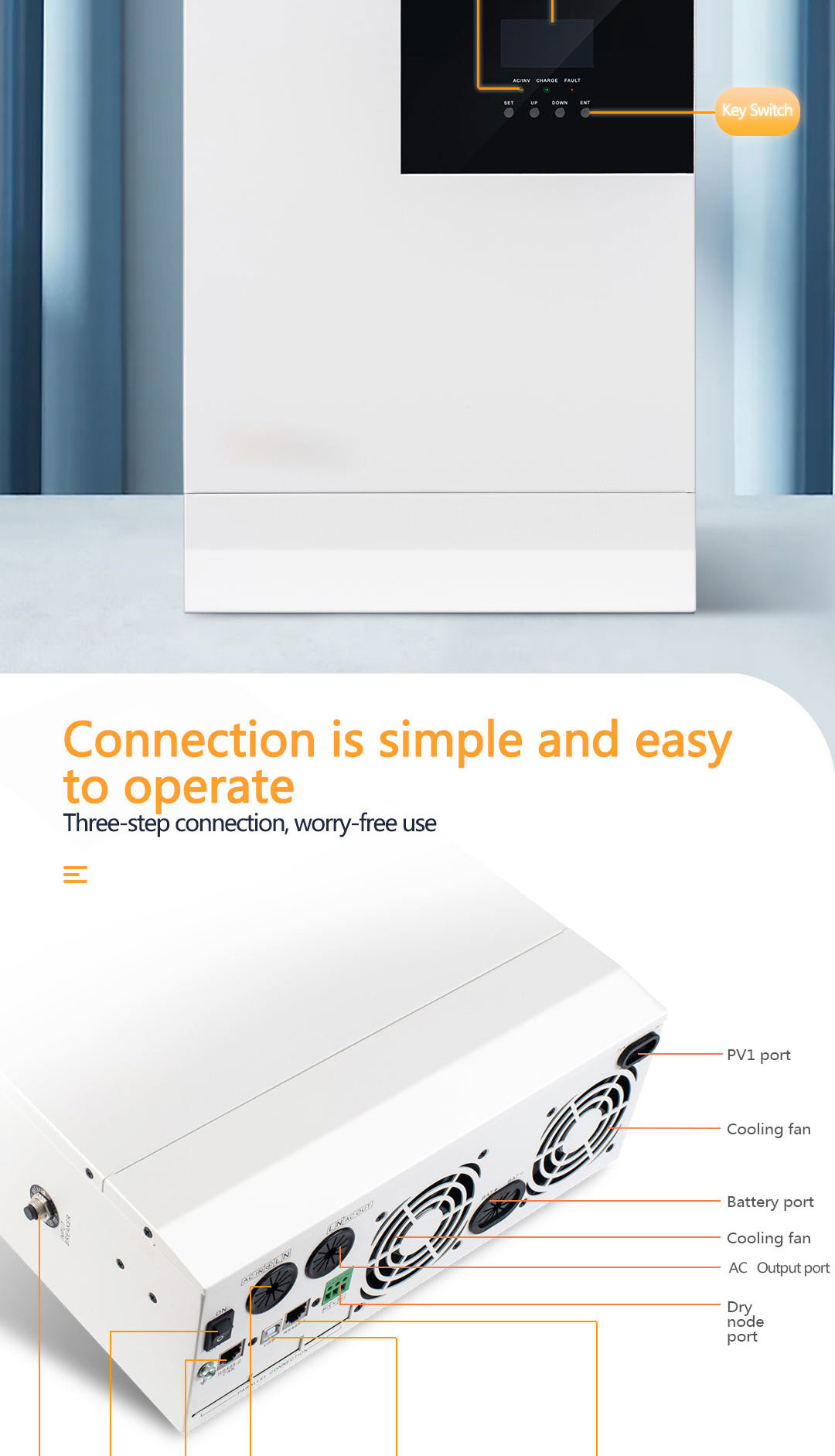 Solar-Wechselrichter, 5 kW, Heim-USV-Wechselrichter, einphasiger reiner Sinus-Hybrid-On-Off-Grid-Wechselrichter für Solarstromanlage
