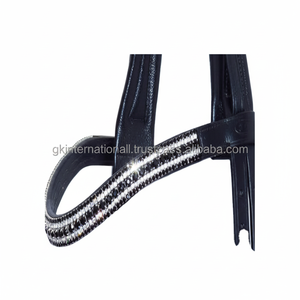 Cadena de diamantes de 5 filas de cristales negros o transparentes personalizable banda de ceja de caballo de cuero en forma de onda profunda mega ostentosa a precio barato - Product Image 1