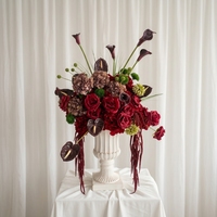 SY-High Centre de table, chemin de fleurs pour allée et amarantes, aux couleurs Bourgogne, Cerise, Rose violacé, Rouge et Fleurs de marguerite