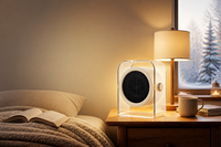 Ventilateur chauffant électrique portable, mini radiateur de bureau 220V, boîtier transparent, compact, pour la maison, le bureau, l'intérieur