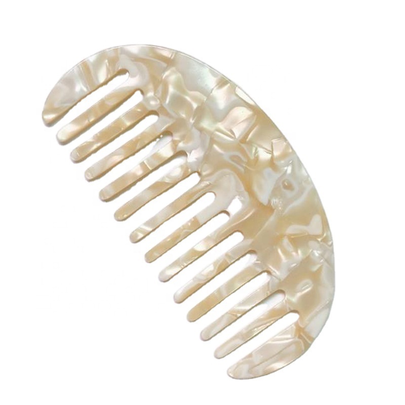 Handmade cellulose acetate hair comb for bride, private logo men's acetate beard without handle