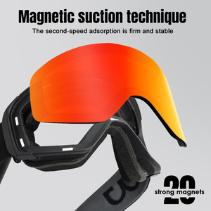 磁铁滑雪镜 CE UV400 防护运动雪地眼镜 偏光镜面镜片 滑雪板雪地摩托安全眼镜 定制徽标 - Product Image 5