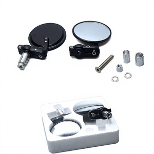 Rétroviseur universel pour moto 22 mm, miroir rond plat pour guidon de scooter, style rétro, placement gauche, en métal - Product Image 1