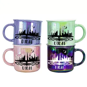 Caneca de café com lembrança de impressão de esmalte de cor pérola de design luxuoso