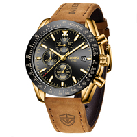 NIBOSI nouveau hommes montre 2615 affaires multi-fuseau horaire montre-bracelet étanche fonction analogique Date montre à Quartz
