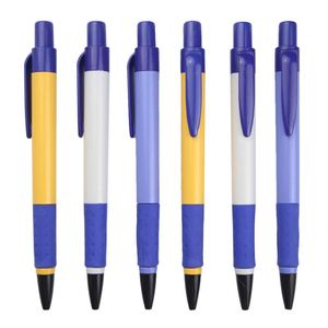 Two Tone Split Body Rubber Grip Plastic Click Ballpoint <b>Pen</b>, Custom Logo Retractable Advertising <b>Pen</b> - Product Image 1