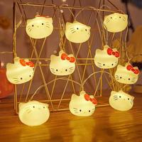 Lampe de nuit LED pour chambre d'enfant, décoration, dessin animé, mignon, Hello Kitty, fête d'anniversaire, lampe de nuit arc-en-ciel, guirlande lumineuse étoile