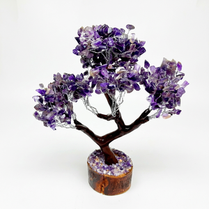 Figurine Arbre en Améthyste Faite à la Main, Décoration Feng Shui pour la Maison, Cristaux Naturels, Pièce d'Art Perlée de 300 Perles, Toucher Réel, Saint-Valentin - Product Image 1