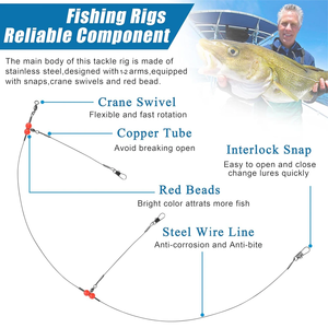 12 pièces de leaders de pêche en eau salée, équipement de pêche en surf, montages de pêche en eau profonde, leader en <span class=keywords><strong>fil</strong></span> d'acier pour montage de fond, montages de pêche au <span class=keywords><strong>silure</strong></span>, connecteur de pêche - Product Image 5