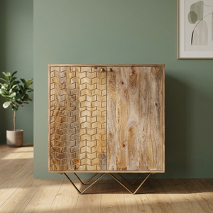 Antique 2-Door Industrial Eco-Friendly Modular Durable Living Room Cabinet Solid Mango Wood Home Apartment Luxury Villa Storage - Product Image 2