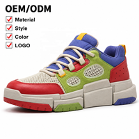 Solutions sur mesure : Baskets de créateur de mode OEM ODM, Baskets décontractées épaisses à plateforme haute en maille patchwork, Chaussures de sport