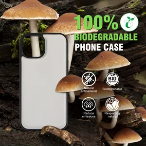 Biodegradable Mycelium Mushroom Compostable Vegan Dlip Leather Wallet Phone Case For iPhone 15