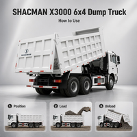 Camion benne d'occasion SHACMAN X3000 6x4 poids lourd avec moteur diesel Weichai Euro 2 pour le transport minier et de chantier