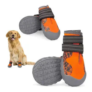 Scarpe per cani per stivaletti per cani impermeabili con cinturino riflettente suola in gomma antiscivolo-stivali da neve invernali per cani caldi