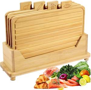 ألواح تقطيع خشبية خشبية حرفية ملكية لإعداد وجبات المطبخ-مجموعة ألواح تقديم من خشب البامبو بعصير عميق - Product Image 1