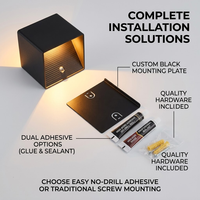 Applique Murale LED Moderne et Simple, Cube Lumière Haut/Bas, Extérieure et Intérieure, Décoration Chambre, Rechargeable avec Capteur et Batterie