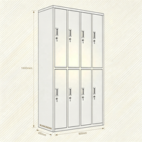 Armoire Métallique Premium Luxe Léger 8 Portes en Acier Épais (0,7 mm) pour Club de Luxe, Salle de Sport, Club de Golf, Bar