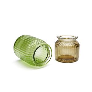 <span class=keywords><strong>Vase</strong></span> en verre rond à rayures vert safran jaune de 500 ml et 1000 ml pour la décoration de la maison, vente chaude - Product Image 5