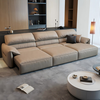 Ensemble de canapés inclinables en cuir de luxe moderne et contemporain - Combinaison modulaire sectionnelle pour salon d'appartement