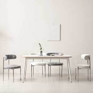 Silla Rami Apilable, Silla de Restaurante Comercial, Silla de Comedor Ergonómica y Cómoda de Tela Bouclé, Ensamblaje sin Herramientas, Moderna - Product Image 1