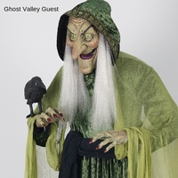 Grande Décoration d'Halloween Électrique à Détection de Mouvement, Sorcière Rechargeable pour Maison Hantée et Amusements Intérieurs