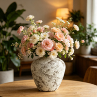 Vase en céramique à surface rugueuse Wabi Sabi, récipient en poterie antique vieillie pour la décoration de villas et de cafés méditerranéens