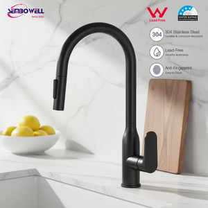 <span class=keywords><strong>Robinet</strong></span> de cuisine <span class=keywords><strong>noir</strong></span> mat en acier inoxydable 304, extractible avec bec col de cygne, mitigeur chaud/froid pour évier, idéal pour une cuisine moderne - Product Image 2