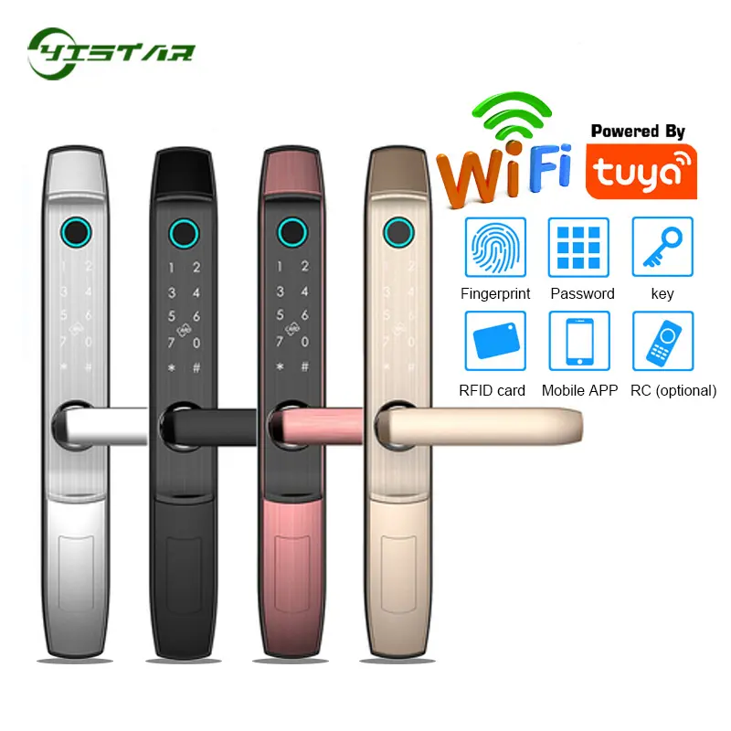 WIFI Tuya App biyometrik parmak izi kilidi dijital şifre elektronik akıllı kapı kilidi ev için otel kilidi