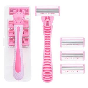 Women's 6 Blade Razor Stainless Steel Manual Hair Removal For Body Legs Underarm Pubic Hair Plastic Handle - Product Image 3