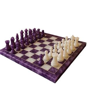 Amethyst Stone Chess <b>Set</b> Purple Quartz Gemstone Handcrafted Board & Pieces Eco-Friendly Game <b>Gift</b> for Office or Study Decor - Product Image 1