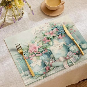 Decoraciones navideñas para mesa, <span class=keywords><strong>manteles</strong></span> <span class=keywords><strong>individuales</strong></span>, mantel rojo, verde, a cuadros, <span class=keywords><strong>manteles</strong></span> para mesa de comedor, Navidad - Product Image 2