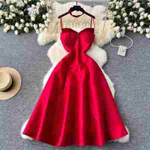 Vestido Túnica Elegante de Verano para Mujer, Estilo Casual, Tejido Transpirable y Ecológico, con Tirantes Finos, Sin Mangas, en Rojo, Negro y Blanco - Product Image 5