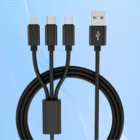 Cable de carga rápida multifunción 3 en 1 de triple cabezal (1 m/2m/3m) Cable de cobre y trenzado de nailon para IPhone, Android, Samsung