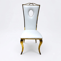 Chaises de banquet et de mariage en cuir blanc et acier inoxydable doré, mobilier commercial fabriqué en Chine