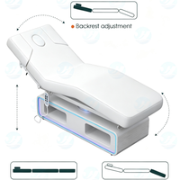 Lit de beauté électrique de luxe moderne blanc pour spa et salon, 3 moteurs réglables, avec LED, chauffage et massage, idéal pour soins du visage et extensions de cils