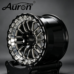 Jante en alliage multi-rayons Auron 5.5x15 Noir brillant avec lèvre usinée monobloc pour voitures particulières - Product Image 2