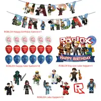 venda quente roblox festa suprimentos roblox balões bolo topper banner com  crianças festa de aniversário decoração x1042