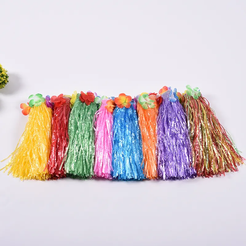 Wholesale Beach Party 30cm Straw Grass Hula Skirt Colorful Hawaii Hula Dance Skirt