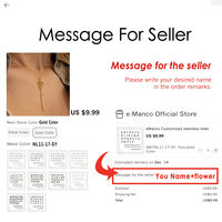 Collier EManco avec pendentif fleur et nom en écriture verticale, chaîne en câble plaqué or, idéal pour anniversaire, fête, bijoux en dropshipping